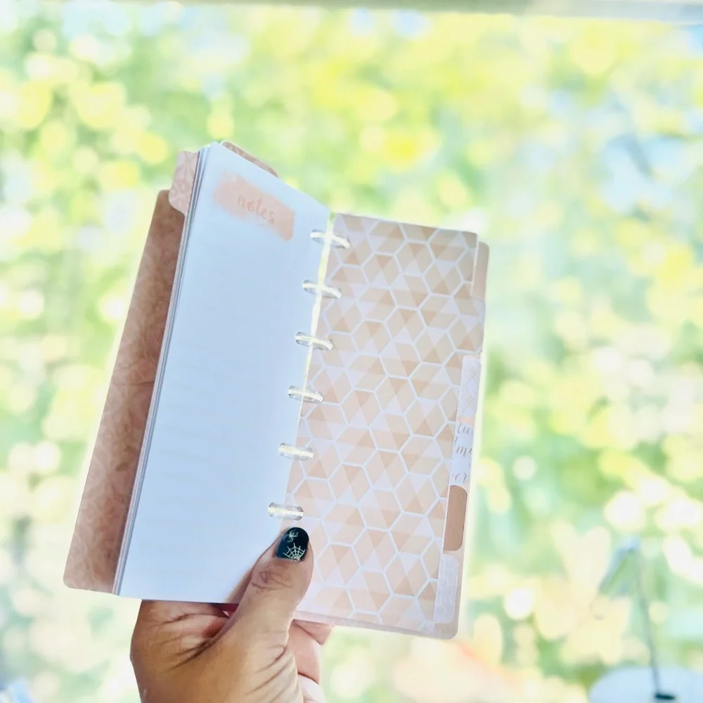 Skinny mini planner rose gold flowers